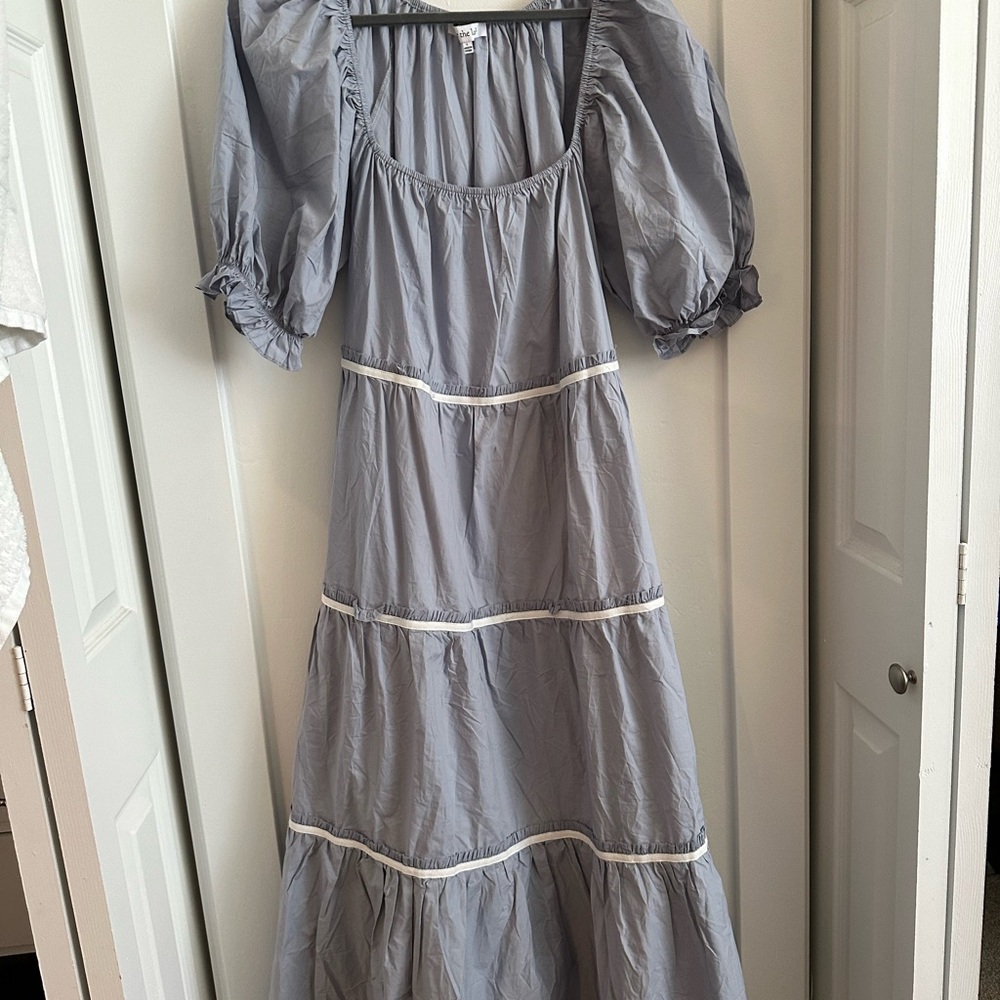 Sofia the Label puff sleeve bow maxi dress